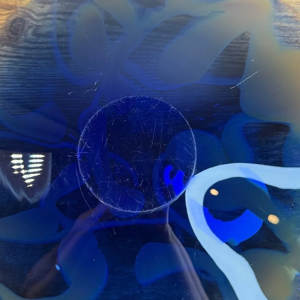 Blue and Orange Swirl Glass Plate